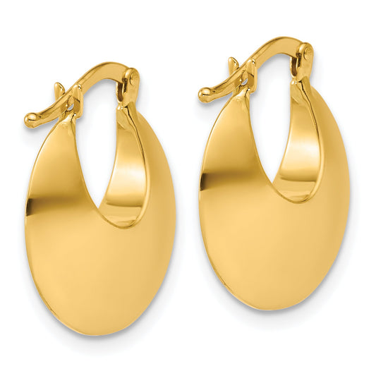 14K Yellow Gold Polished Round Hoop Earrings