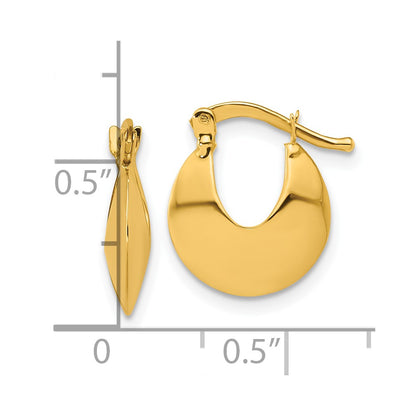 14K Yellow Gold Polished Round Hoop Earrings