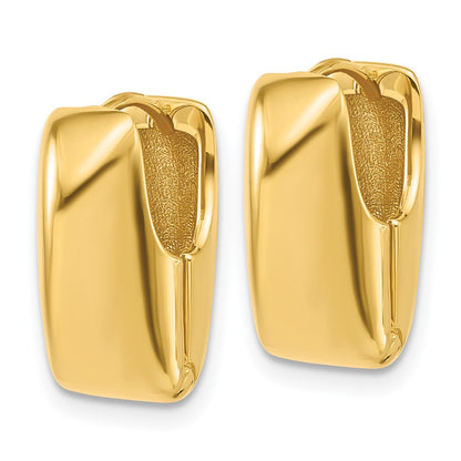 14K Yellow Gold Polished Puff Oval Hinged Hoop Earrings