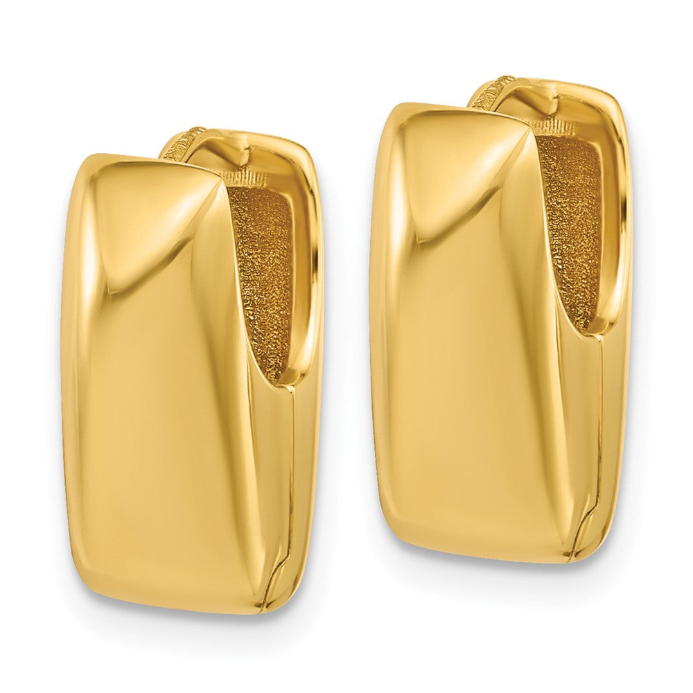 14K Yellow Gold Polished Puff Oval Hinged Hoop Earrings