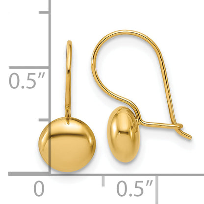14K Yellow Gold Polished Drop Button Earrings
