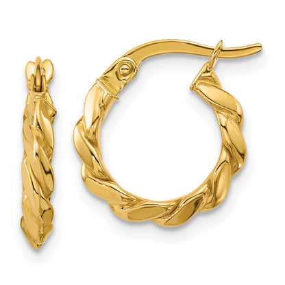 14K Yellow Gold Polished Twisted Round Hoop Earrings