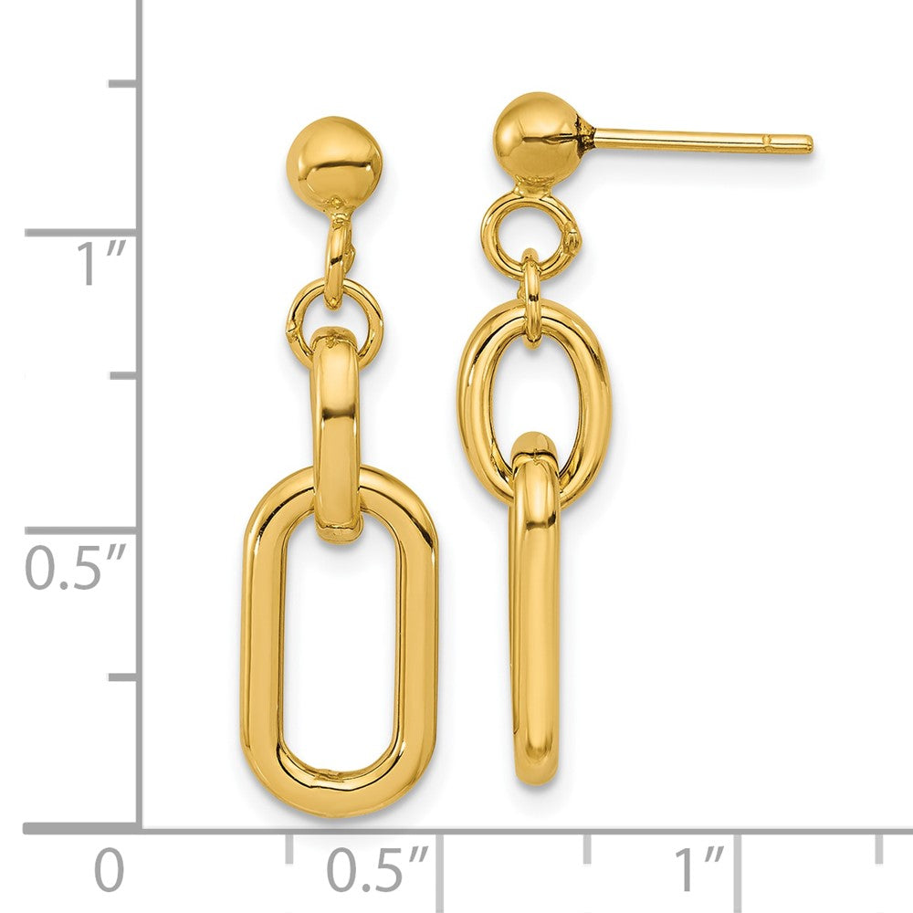14K Yellow Gold Polished Fancy Link Post Dangle Earrings