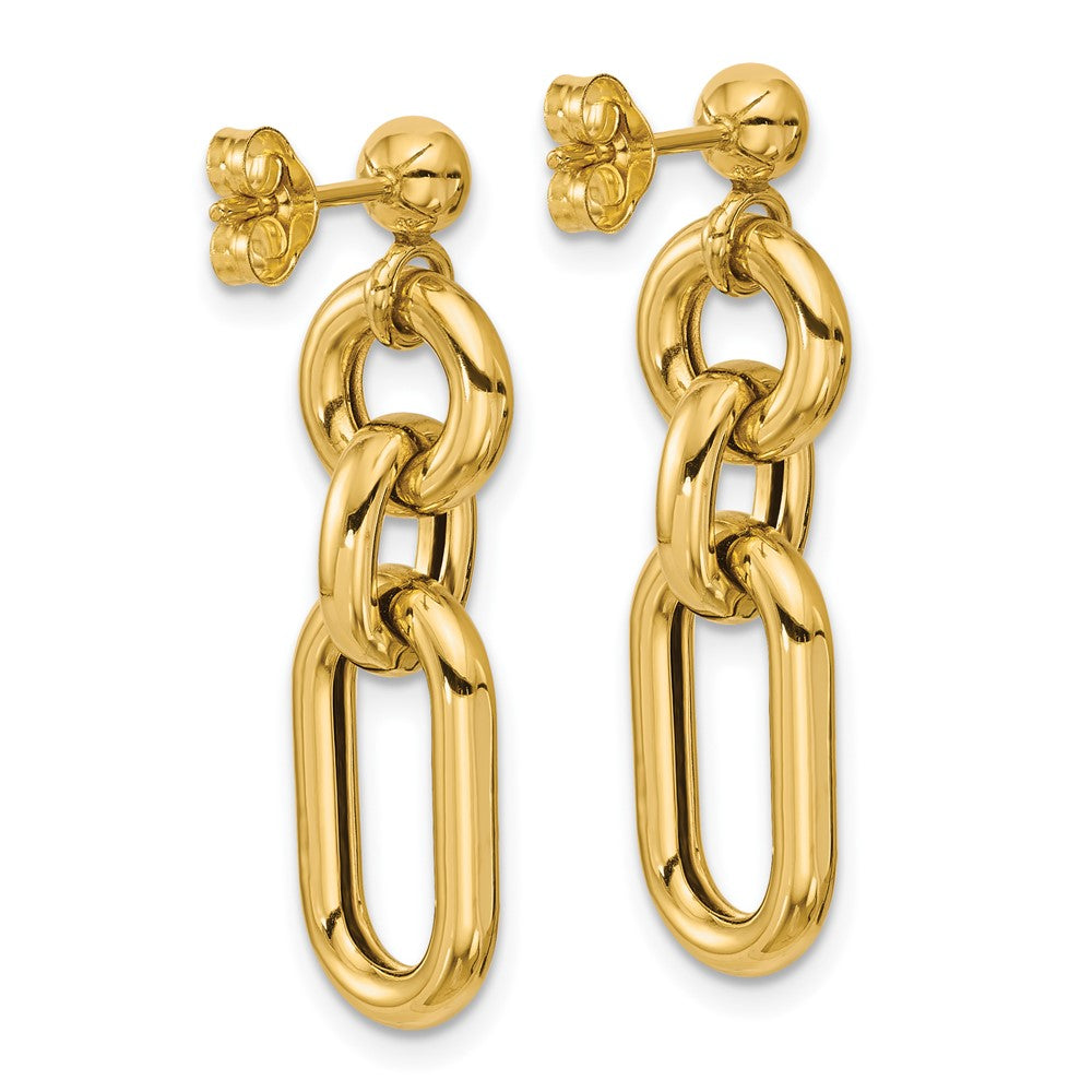 14K Yellow Gold Polished Fancy Mixed Links Post Dangle Earrings