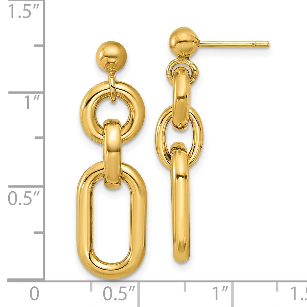 14K Yellow Gold Polished Fancy Mixed Links Post Dangle Earrings