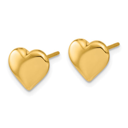 14K Yellow Gold Polished Heart Post Earrings