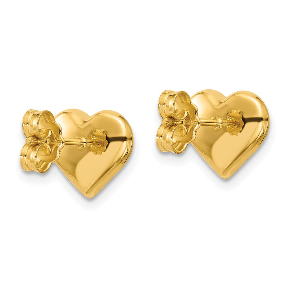 14K Yellow Gold Polished Heart Post Earrings