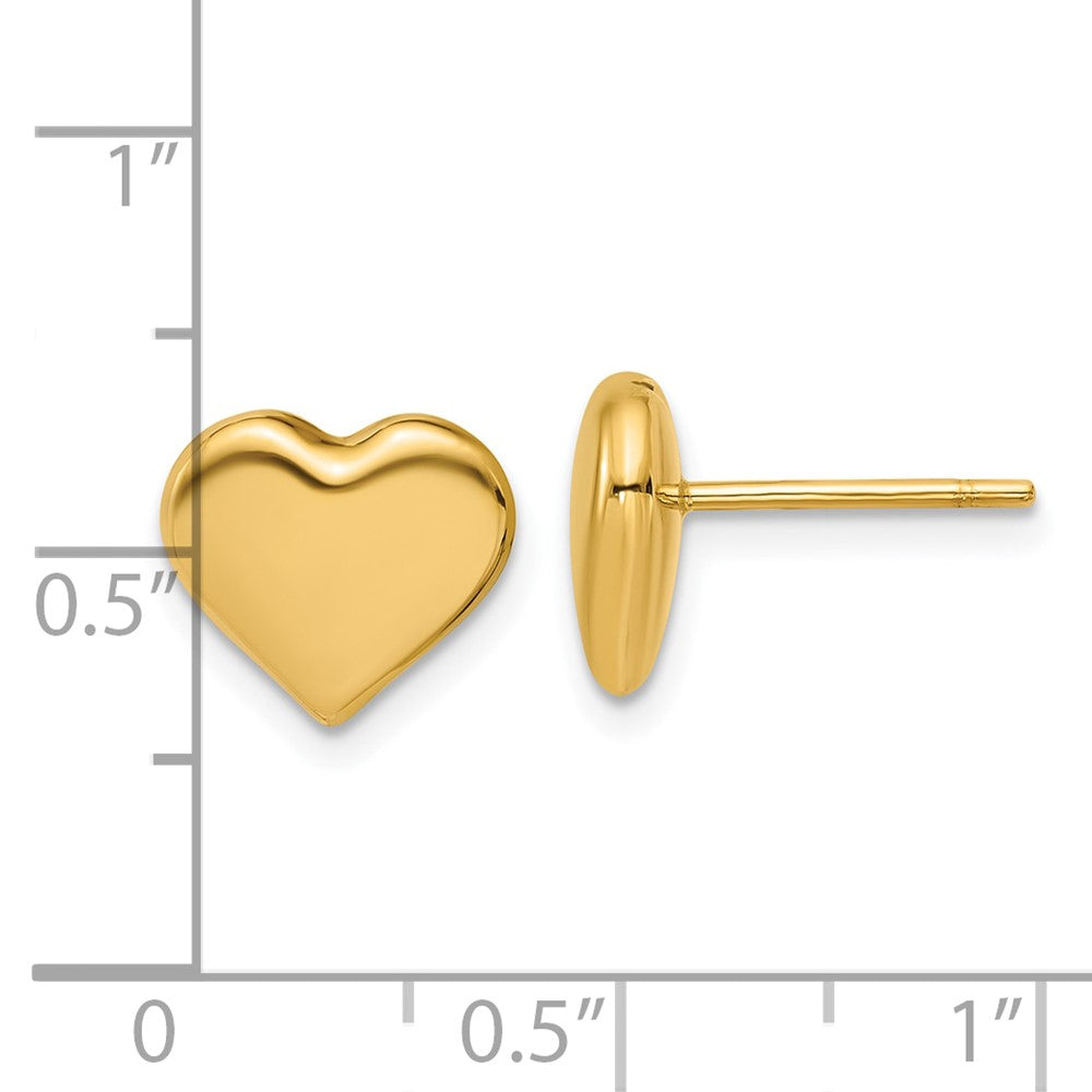 14K Yellow Gold Polished Heart Post Earrings