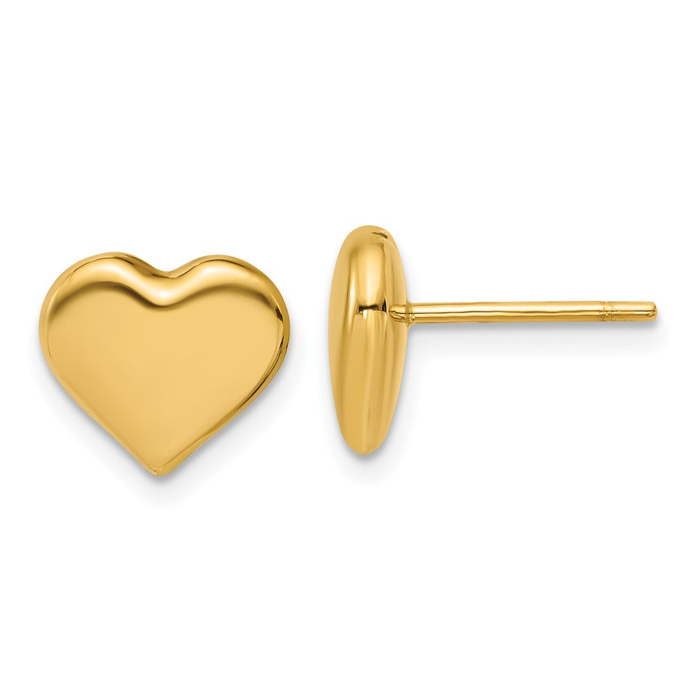 14K Yellow Gold Polished Heart Post Earrings
