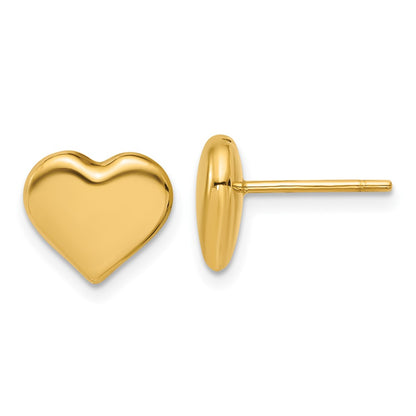 14K Yellow Gold Polished Heart Post Earrings