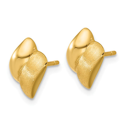 14K Yellow Gold Polished And Brushed Fancy Post Earrings
