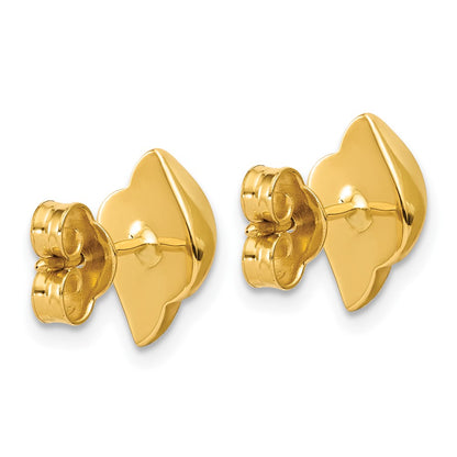14K Yellow Gold Polished And Brushed Fancy Post Earrings
