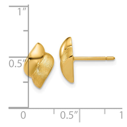 14K Yellow Gold Polished And Brushed Fancy Post Earrings