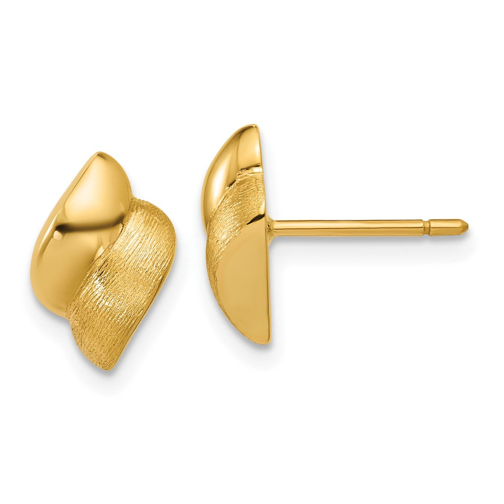 14K Yellow Gold Polished And Brushed Fancy Post Earrings