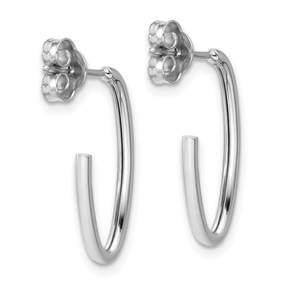 14K White Gold Polished 1.8mm Oval Post J Hoop Earrings