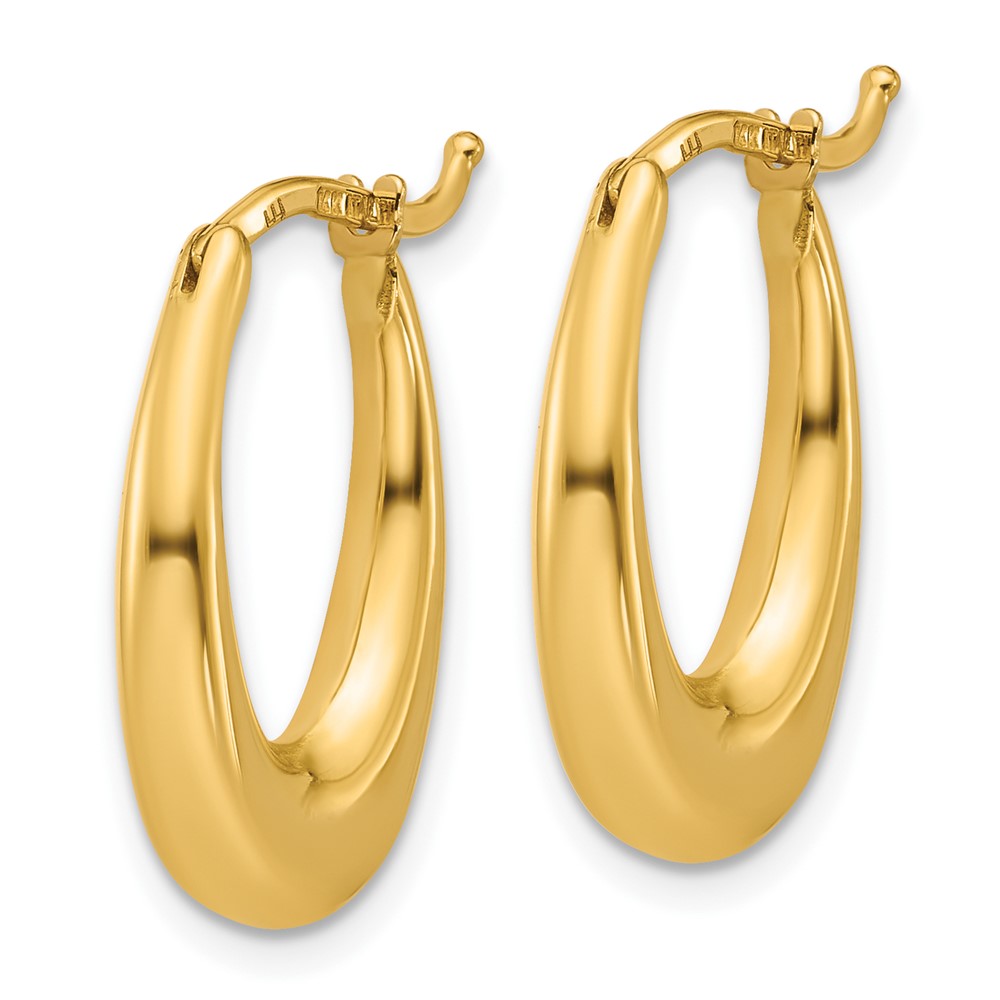 14K Yellow Gold Polished Tapered Oval Hoop Earrings