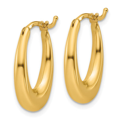 14K Yellow Gold Polished Tapered Oval Hoop Earrings