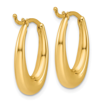 14K Yellow Gold Polished Tapered Oval Hoop Earrings