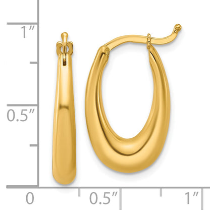 14K Yellow Gold Polished Tapered Oval Hoop Earrings
