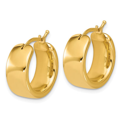 14K Yellow Gold Polished 7.7mm Round Hoop Earrings