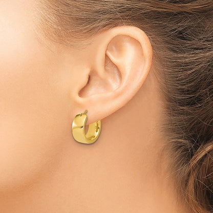 14K Yellow Gold Polished 7.7mm Round Hoop Earrings