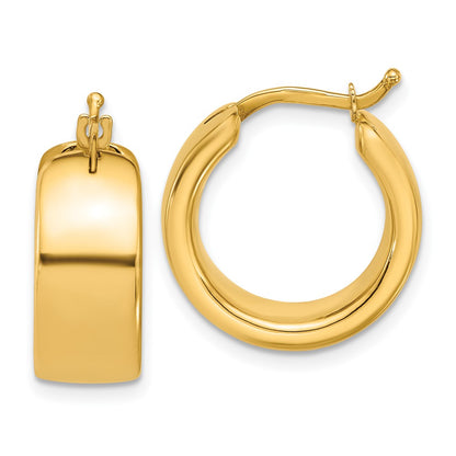 14K Yellow Gold Polished 7.7mm Round Hoop Earrings