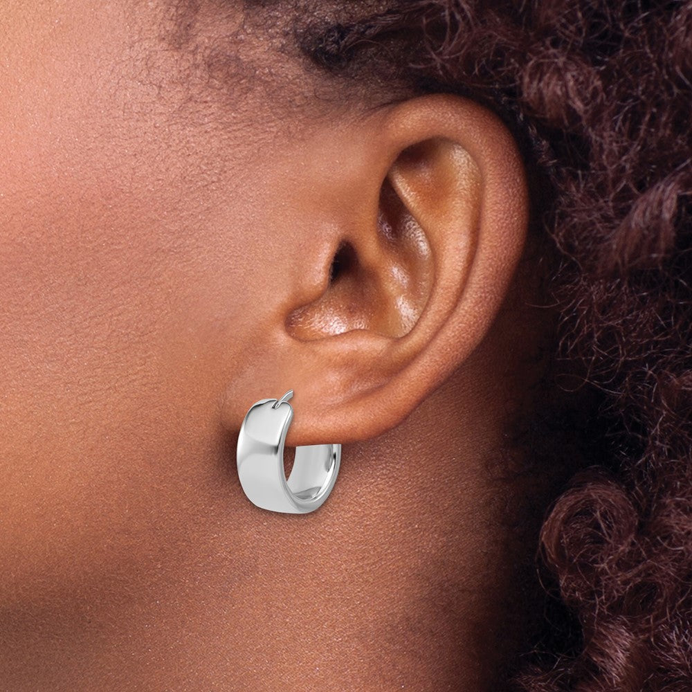 14K White Gold Polished 7.7mm Round Hoop Earrings