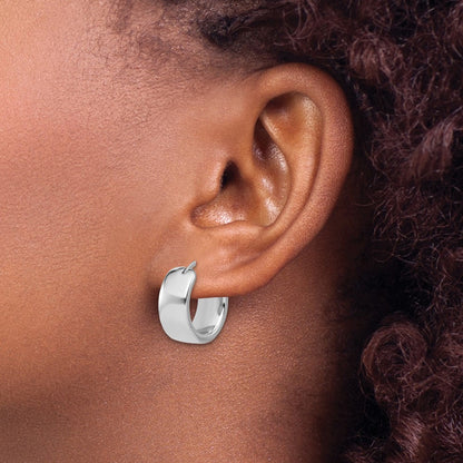 14K White Gold Polished 7.7mm Round Hoop Earrings