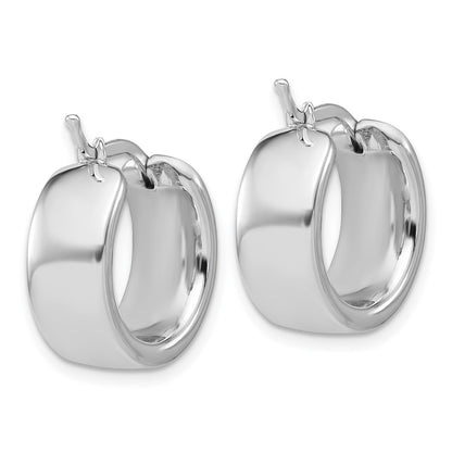 14K White Gold Polished 7.7mm Round Hoop Earrings