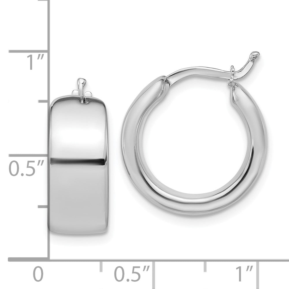 14K White Gold Polished 7.7mm Round Hoop Earrings