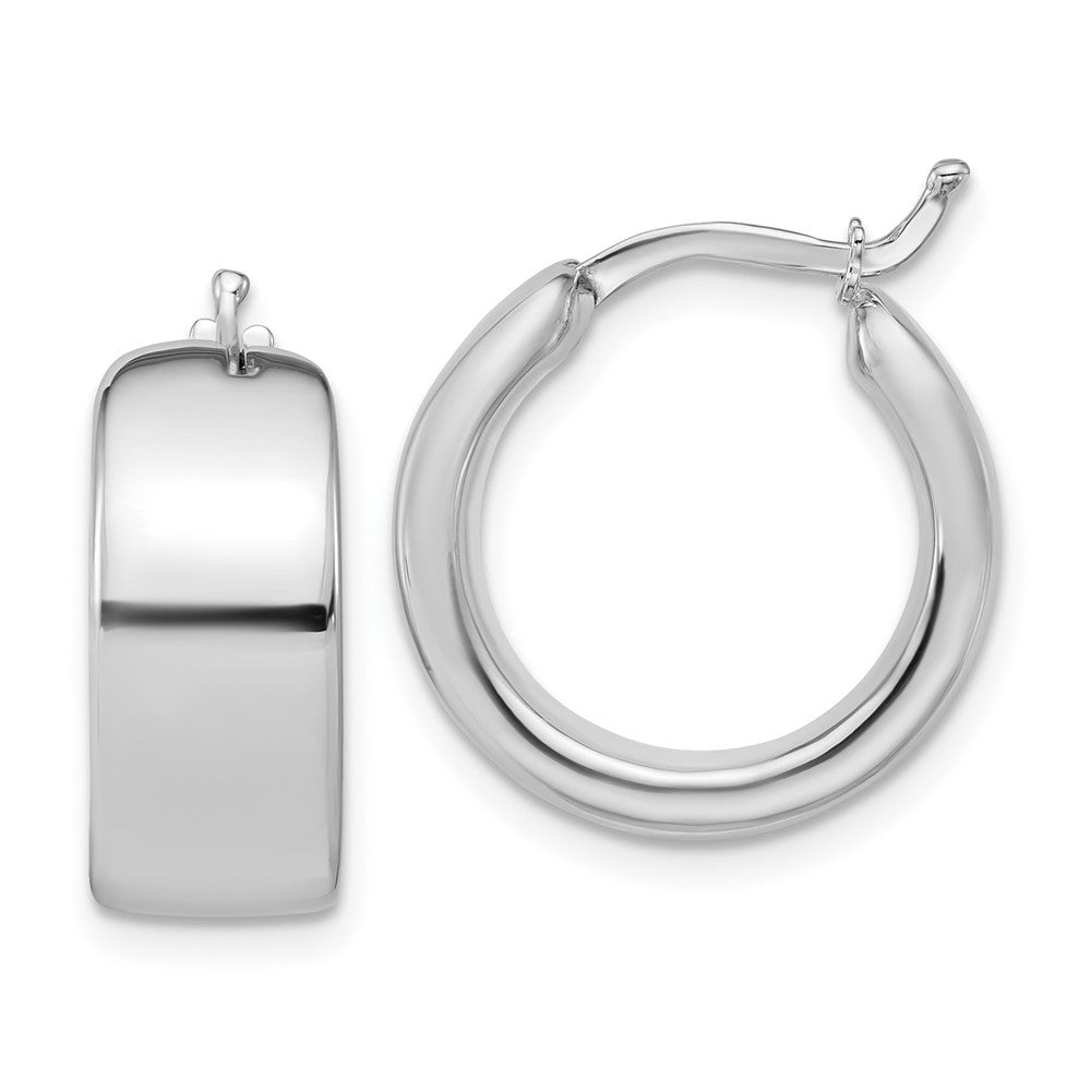 14K White Gold Polished 7.7mm Round Hoop Earrings