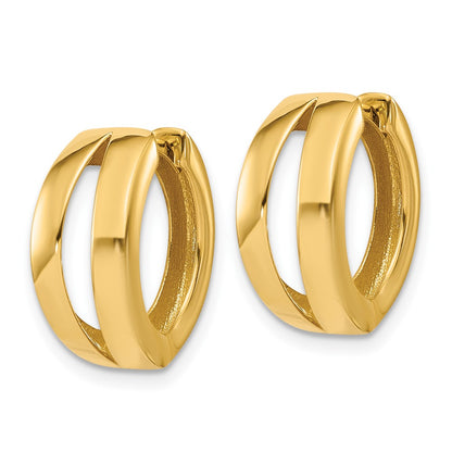 14K Yellow Gold Polished Fancy Tapered Hinged Round Hoop Earrings