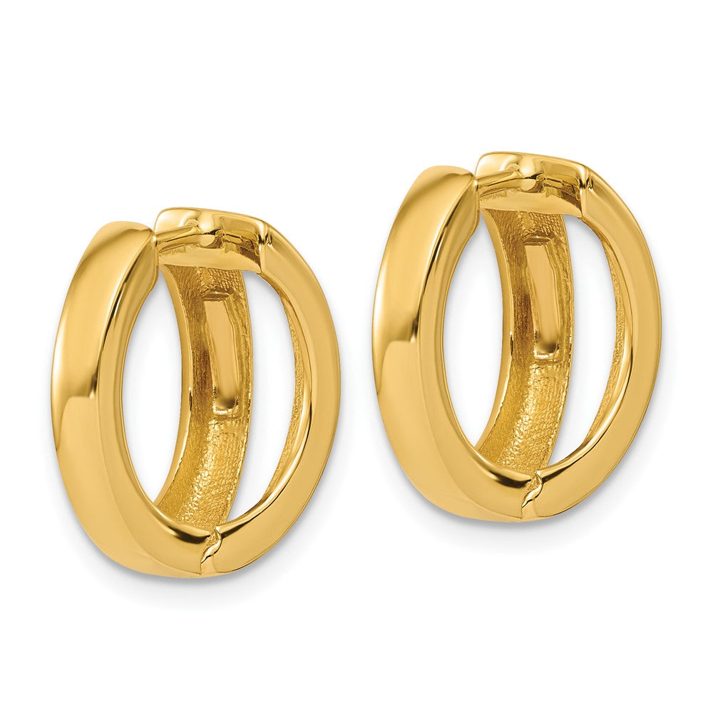 14K Yellow Gold Polished Fancy Tapered Hinged Round Hoop Earrings