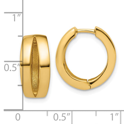 14K Yellow Gold Polished Fancy Tapered Hinged Round Hoop Earrings