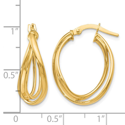14K Yellow Gold Polished Twist Hoop Earrings
