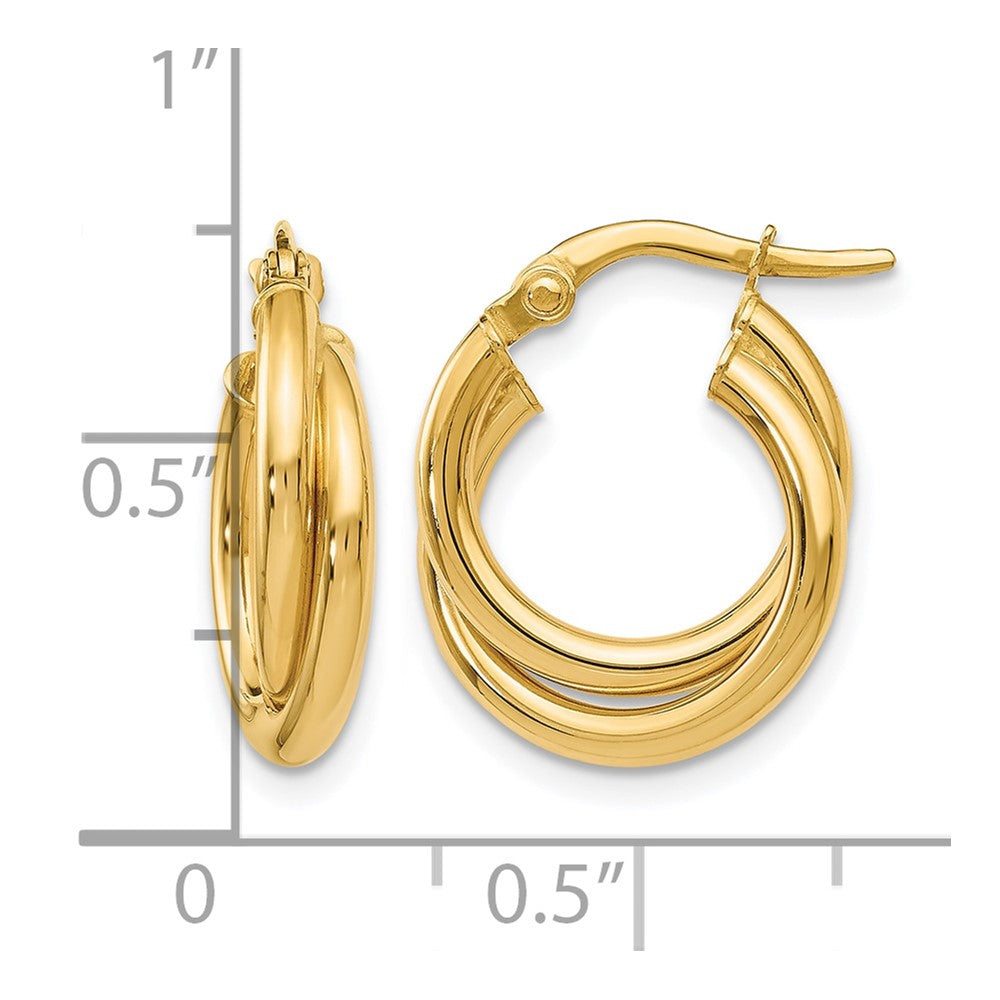 14K Yellow Gold Polished Twisted Double Hoop Earrings