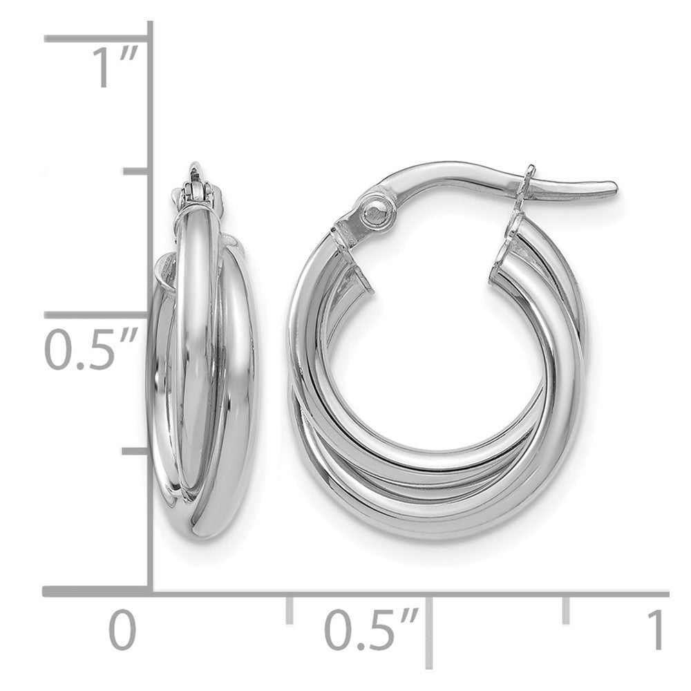 14K White Gold Polished Twisted Double Hoop Earrings