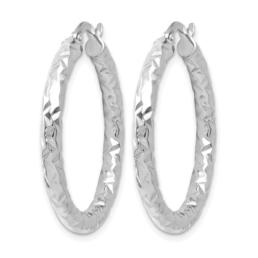 14K White Gold Foreverlite Polished And Textured Earrings