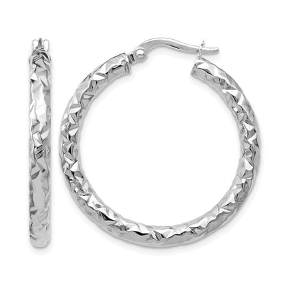 14K White Gold Foreverlite Polished And Textured Earrings