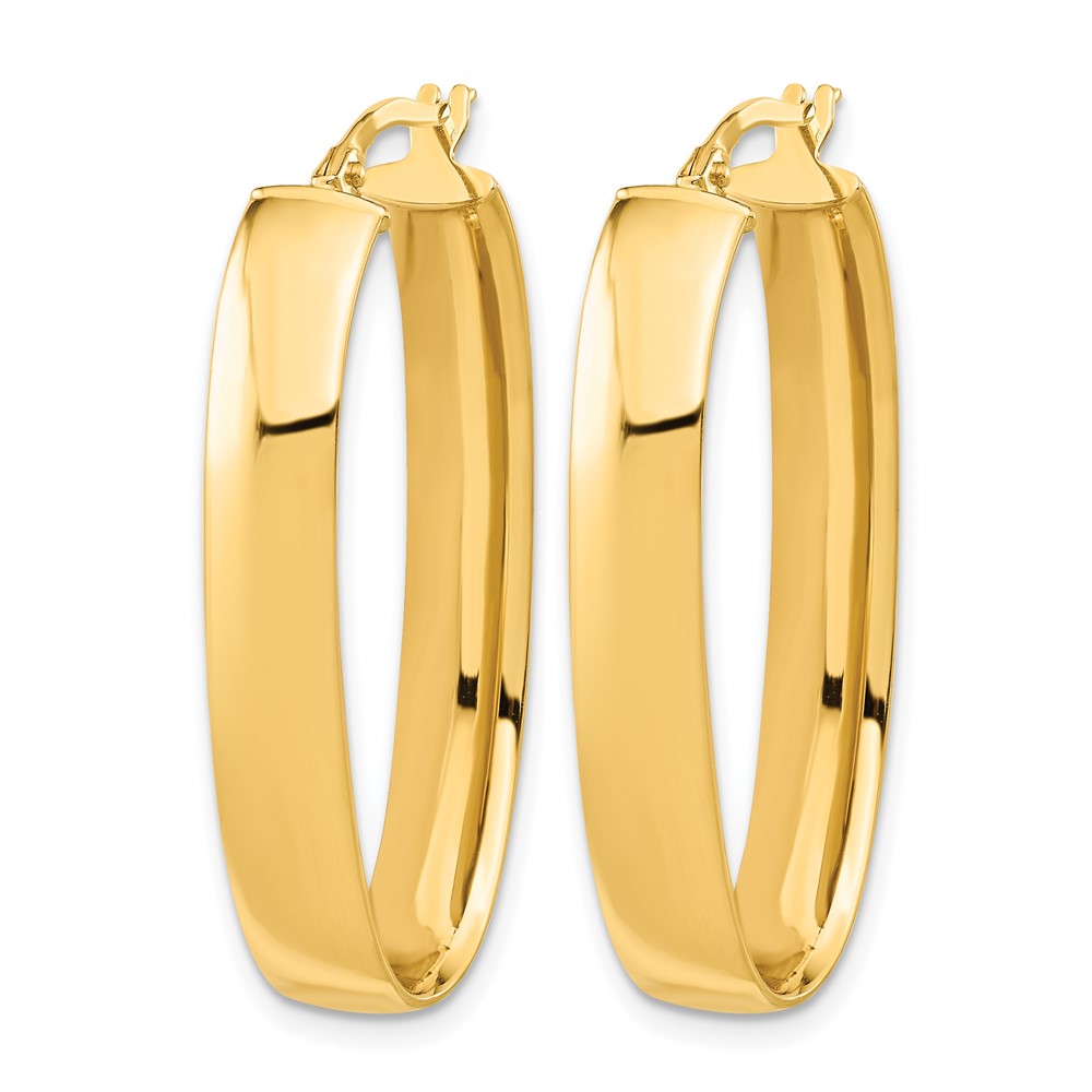 14K Yellow Gold Polished Oval Hoop Earrings