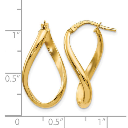 14K Yellow Gold Polished Oval Twisted Hoop Earrings