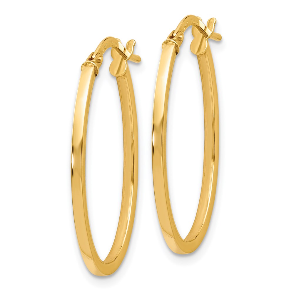 14K Yellow Gold Polished Oval Hoop Earrings