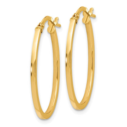14K Yellow Gold Polished Oval Hoop Earrings
