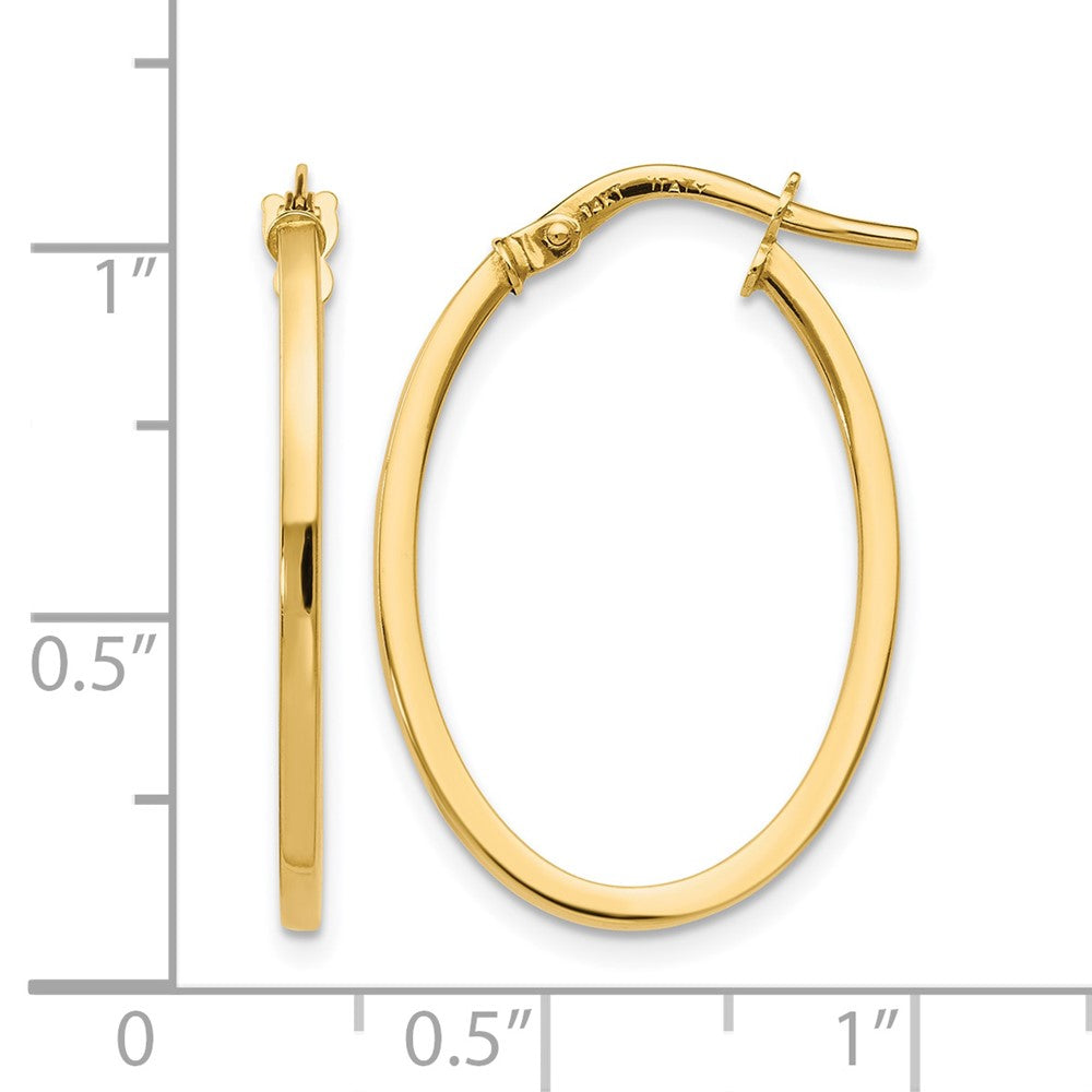 14K Yellow Gold Polished Oval Hoop Earrings