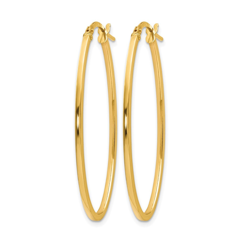 14K Yellow Gold Polished Oval Hoop Earrings