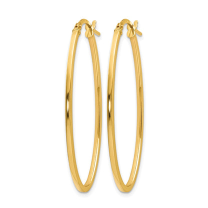14K Yellow Gold Polished Oval Hoop Earrings