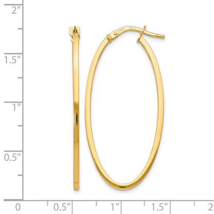 14K Yellow Gold Polished Oval Hoop Earrings