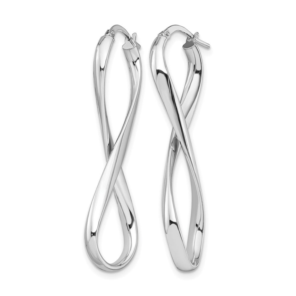 14K White Gold Polished Infinity Hoop Earrings