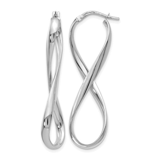 14K White Gold Polished Infinity Hoop Earrings
