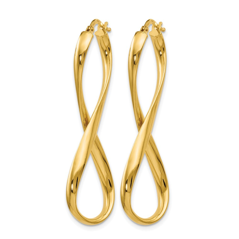 14K Yellow Gold Polished Infinity Hoop Earrings